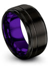 10mm Black Line Perfect Wedding Bands Customize Bands His and Wife Couple - Charming Jewelers