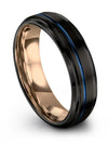 6mm Wedding Ring Black and Blue Tungsten Ring Mother&#39;s Day Ideas for Surgeon - Charming Jewelers