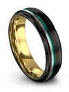 Male Wedding Rings 6mm Teal Line Tungsten Wedding Ring Men Black 6mm 13th - - Charming Jewelers