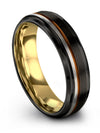 Wedding Ring Black and Copper Engravable Tungsten Ring for Men MidFinger Band - Charming Jewelers