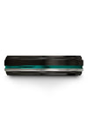 Wedding Rings Sets Men&#39;s Tungsten Band Polished Black Guys Teal Band for Lady - Charming Jewelers