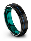 Black Wedding Rings Sets Tungsten Engraved Bands for Men&#39;s Black Blue Band - Charming Jewelers