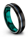 Solid Black Wedding Ring Guy Engravable Tungsten Ring Man Groove Rings Present - Charming Jewelers