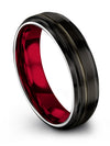 Simple Wedding Band Black Tungsten Wedding Band Sets Engraved Couples Ring Set - Charming Jewelers