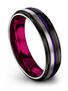 Guys Wedding Bands Black Groove Engraved Tungsten Ring for Female Black Guys - Charming Jewelers