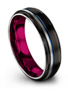 6mm Black Tungsten Rings Engrave Middle Finger Rings for Guy Black Blue - Charming Jewelers