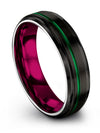 6mm Womans Promise Ring Black Tungsten Wedding Ring Black Green Cute Engagement - Charming Jewelers