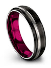 Black Wedding Band for His and Fiance Black Grey Tungsten Personalized Ring Men - Charming Jewelers