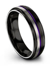 6mm Purple Line Rings for Couples Engraved Band Tungsten Unique Black Ring - Charming Jewelers