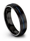 Wedding Bands Black Blue Man 6mm Tungsten Rings Engraved Rings Set 6mm 4 Year - Charming Jewelers
