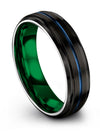 Man Wedding Bands Black and Blue Ladies Promise Ring Tungsten Black Plated - Charming Jewelers