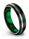 Mens Promise Ring Green and Black Tungsten Black Female