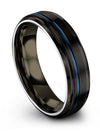 Woman&#39;s Brushed Wedding Bands 6mm Blue Line Tungsten Rings for Female Matching - Charming Jewelers