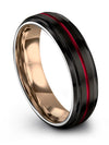 Male Wedding Bands Black and Red Tungsten Bands Rings