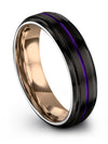 Male Wedding Bands Black and Purple Tungsten Bands Rings Promise Rings Bands - Charming Jewelers