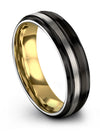 Black Guys Wedding Ring Sets 6mm Tungsten Carbide Bands for Men Step Bevel - Charming Jewelers