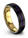 Womans Black and Purple Tungsten Anniversary Ring Black Tungsten Carbide Cousin - Charming Jewelers