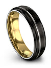 Woman Wedding Ring Brushed Black Tungsten Band for Lady 6mm
