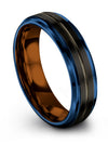 6mm Gunmetal Line Wedding Ring for Guys Luxury Tungsten Bands Simple Black - Charming Jewelers