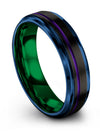 Matching Anniversary Ring Black Tungsten Wedding Bands Black Purple Guys Bands - Charming Jewelers
