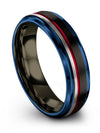 Matching Black Wedding Band 6mm Teal Line Tungsten Rings Customize Rings - Charming Jewelers