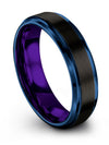 Anniversary Band for His Black Tungsten Carbide Wedding Bands Set Handmade - Charming Jewelers