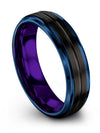 Couples Black Wedding Bands Sets Brushed Black Tungsten Band Matching Couple - Charming Jewelers