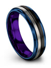 Men&#39;s Wedding Ring Black Groove Men&#39;s Black Ring Tungsten Black Bands 6mm - Charming Jewelers
