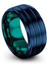Male Wedding Bands Set Guys Rings with Tungsten Jewelry Set Blue Engagement - Charming Jewelers
