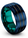 Blue Gunmetal Boyfriend and Fiance Wedding Bands Sets Tungsten Carbide Wedding - Charming Jewelers