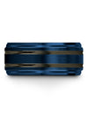 Blue and Gunmetal Guy Wedding Ring Girlfriend and His Wedding Bands Blue - Charming Jewelers