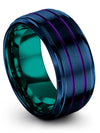 Plain Blue Wedding Rings Cute Tungsten Rings Personalized Couple Bands 10mm - Charming Jewelers