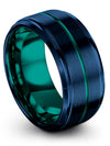 Wedding and Engagement Bands Set for Man Tungsten Blue Teal Bands Cute - Charming Jewelers