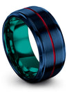 Blue Wedding Rings Lady Tungsten Carbide Step Bevel Bands for Man Customized - Charming Jewelers