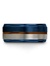 Tungsten Wedding Band Tungsten Ring Blue Copper Him and Her Couple Band Blue - Charming Jewelers