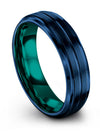 Blue Mens Wedding Ring Tungsten Bands Engraved Couples Ring Promise Engagement - Charming Jewelers