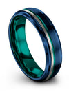 Wedding Band Set for Her and Him Blue Tungsten Band for Man Engagement Blue - Charming Jewelers