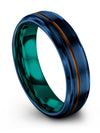 Blue Promise Ring for Mens and Womans Tungsten Ring Couple Simple Lady Bands - Charming Jewelers