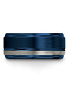 Blue Guys Wedding Ring Mens Bands Tungsten Carbide Blue Woman&#39;s Blue Bands - Charming Jewelers