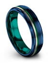6mm Wedding Band for Female Tungsten Carbide Ring His and Wife Blue Ring - Charming Jewelers