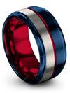 Blue Tungsten Wedding Ring Sets Matching Tungsten Ring