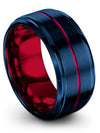 Blue Tungsten Wedding Rings Sets Promise Band for Lady