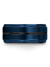 Blue Wedding Rings for Couple Tungsten Band for Male 10mm Engagement Mens Band - Charming Jewelers