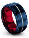 Blue Guys Wedding Bands Set Tungsten Carbide Blue Bands for Lady Blue Bands - Charming Jewelers