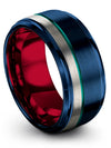 Carbide Tungsten Wedding Band Blue Teal Tungsten Woman&#39;s Blue Teal Ring Blue - Charming Jewelers