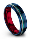 Step Bevel Wedding Band Tungsten I Love You Bands Blue and Teal Plated Band - Charming Jewelers