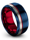 Promise Band Sets for Girlfriend and Her Blue Fancy Tungsten Rings Blue Mid - Charming Jewelers
