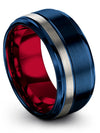 Blue Anniversary Ring Set for Man Promise Ring for Men Tungsten Blue Band - Charming Jewelers