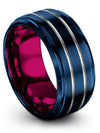 Matching Wedding Band for Woman and Lady Tungsten Carbide Blue Band for Man - Charming Jewelers