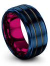 Man Carbide Wedding Rings Tungsten Groove Ring Blue Matte Female Ring Promise - Charming Jewelers